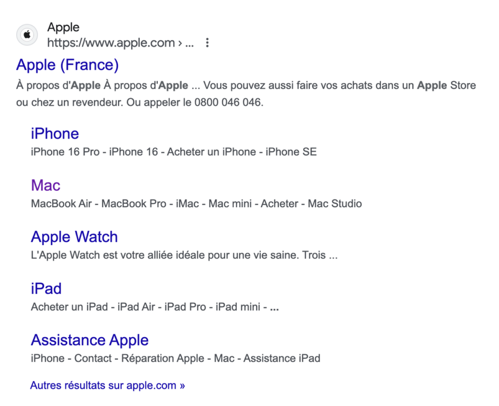 résultats Apple Google